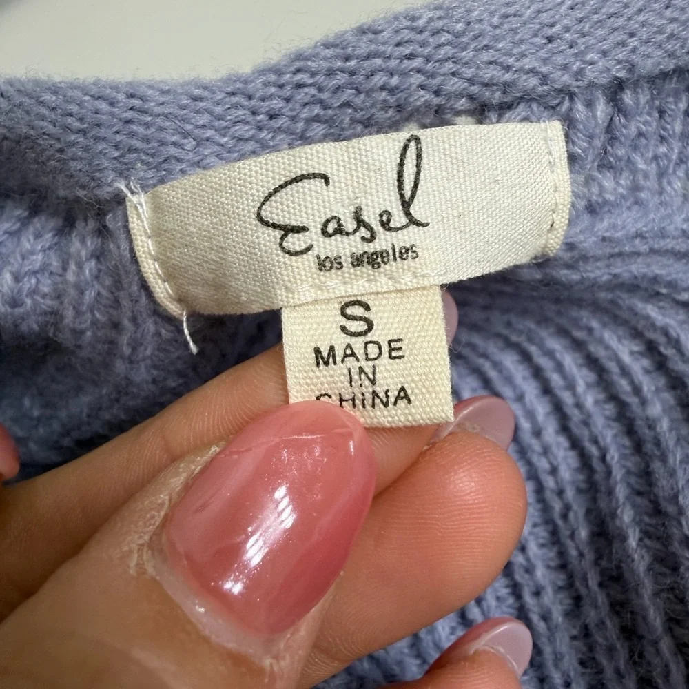 Easel Lavender Knit Poncho